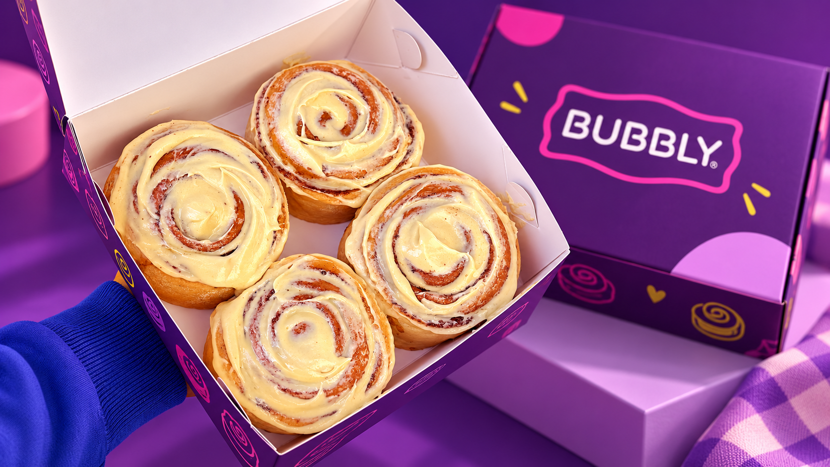 Box of Bubbly cinnamon rolls